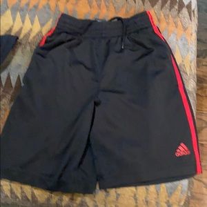 YM ADIDAS red and black athletic shorts